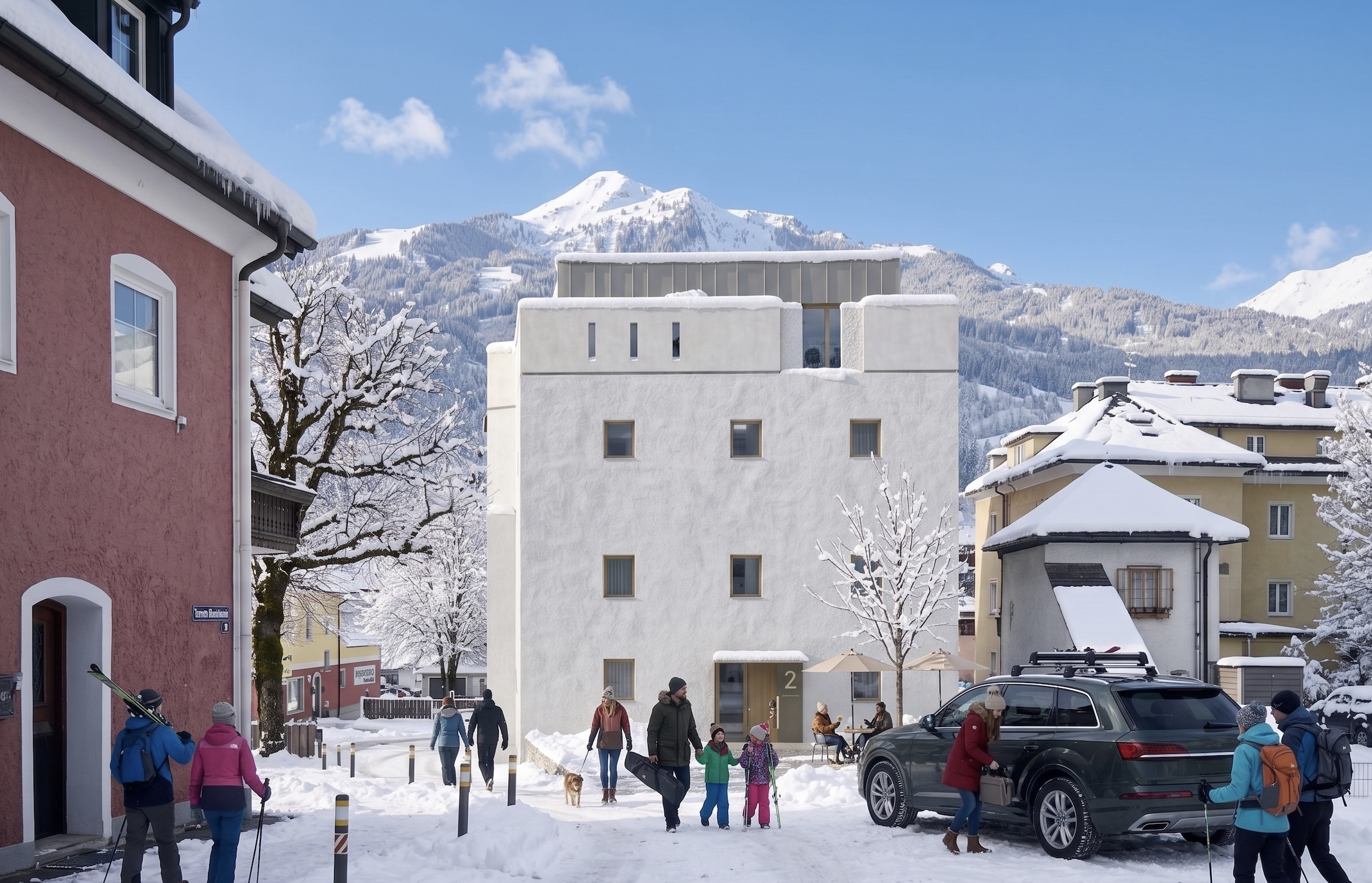 Ankunft zukünftiger Skitouristen in Bad Hofgastein